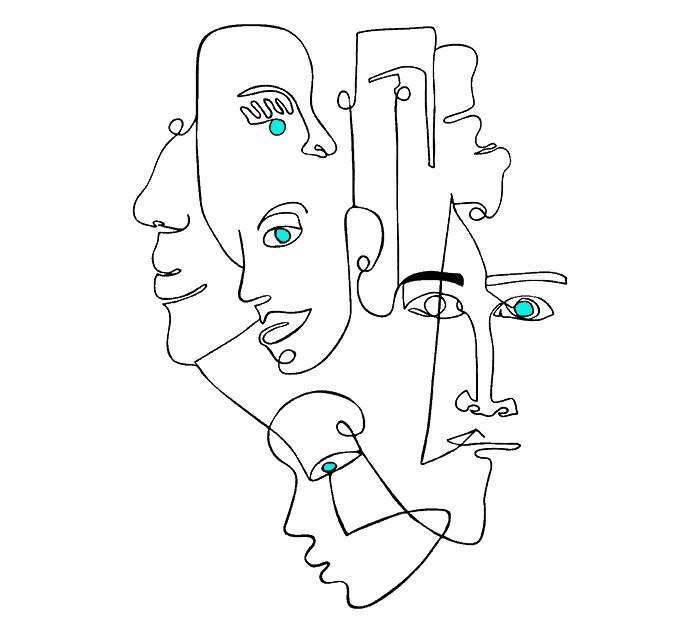 Abstract drawing of faces