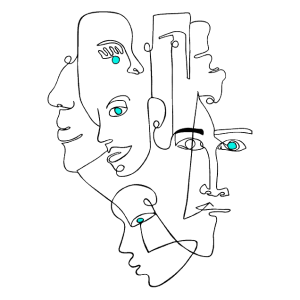 Abstract drawing of faces